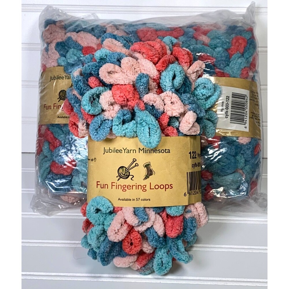 JubileeYarn Fun Finger Loops Yarn 100g/Skein Jumbo Polyester Hypnos 4 Skeins New